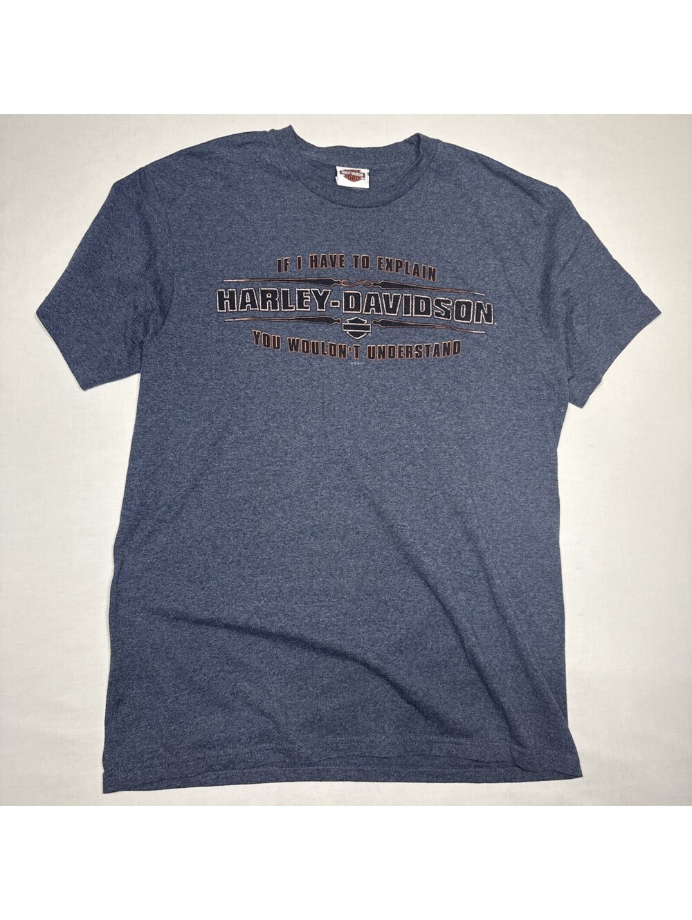 Harley Davidson Vintage Dark Blue Short Sleeve T shirt Size Large